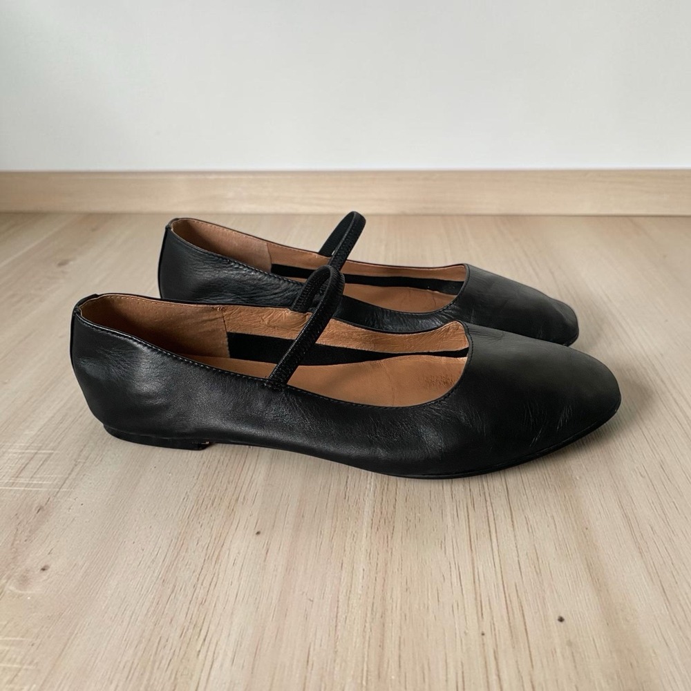 Madewell The Greta Ballet Mary Jane Size 9 Black Leather Flat Minimalist